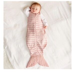 Mud Pie Pink and White mermaid sleep sack and precious snap One Piece
